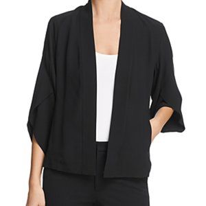 Eileen Fisher Silk Open Front Cropped Jacket Black
